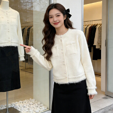 批发小香风新年红流苏毛衣外套<b class='q'>女</b>2025秋冬新款甜美减龄高级感针织上衣