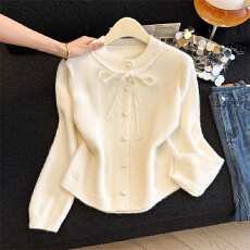 批发实拍新年红色蝴蝶结毛衣外套女2026新款甜美软糥蕾丝拼接<b class='q'>针织</b><b class='q'>开衫</b>