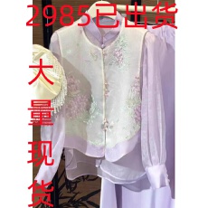 批发新中式国风气质高级感<b class='q'>欧根纱</b>马甲衬衫两件套装女独特漂亮初春上衣