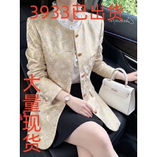 批发新中式西装外套女秋季2026新款圆领提花高级感小个子短款西服上衣