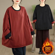 批发冬季新款实拍休闲宽松大码<b class='q'>文艺</b><b class='q'>范</b>加厚棉衣女