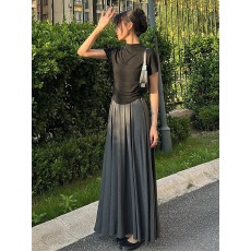 批发<b class='q'>夏</b>季半身裙女拖地长裙百搭高腰显瘦裙子垂感a字裙简约中长裙