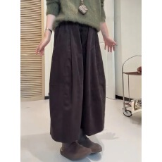 批发秋季新款灯芯绒宽松显瘦阔腿裤女慵懒风复古高腰百搭八分裤休闲裤