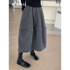 批发GGAO25冬新诗歌兰女装2367/2345毛呢花苞半身裙木耳边松紧J12