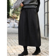 批发周粥设计感小方格<b class='q'>半身裙</b>棉<b class='q'>裙</b>25冬季新款夹棉保暖高腰显瘦气球<b class='q'>裙</b>女