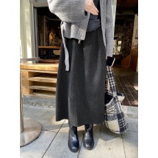 批发醋酸毛呢加绒半身裙女<b class='q'>秋</b>冬新款简约百搭大码胖mm设计感显瘦花苞裙