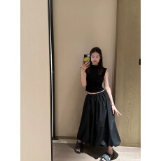批发黑色花苞裙长款<b class='q'>半身</b>裙女春夏季a字法式灯笼裙子云朵泡泡裙<b class='q'>蓬蓬裙</b>