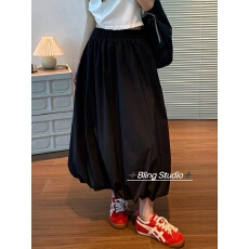 批发夏蓝汐雨SMBL RAIN黑色高级感花苞裙<b class='q'>气质</b>长裙半身裙女今年流行