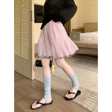 批发PPHOME<b class='q'>甜美</b>少女感粉色波点网纱半身裙女春夏高腰宽松遮胯蓬蓬裙