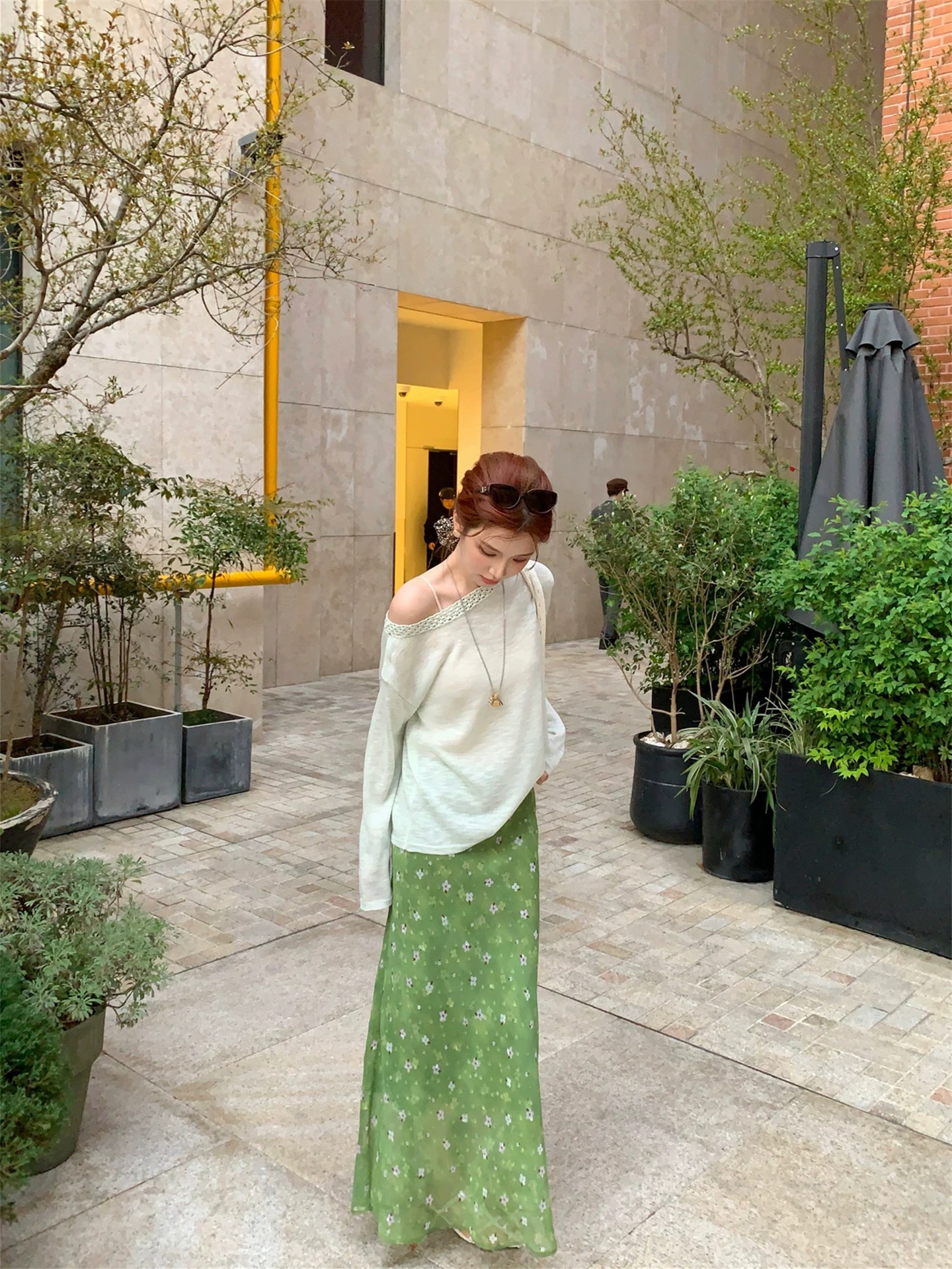 다우 시시 cheese 사랑 전복 문예 레트로 품격 다용도 꽃무늬 망사 인어 꼬리 허리밴드 반신 스커트 여성