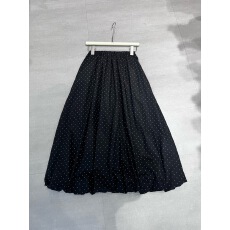 批发韩系穿搭白色波点宽松蓬蓬花苞裙夏季新款中长款过膝a字半身裙女