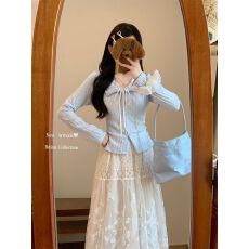 批发原版面料韩系蕾丝边假两件长袖t恤女秋冬bm风坑条打底衫正肩上衣