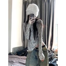 批发240德绒 2*2碎花灰色打底衫女秋冬内搭打底衫<b class='q'>修身</b>甜辣妹纯欲长袖