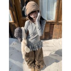 批发人棉磨毛美式复古波点拼接<b class='q'>裙</b>摆长袖<b class='q'>t</b><b class='q'>恤</b>女秋冬休闲显瘦内搭上衣潮