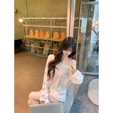 批发（雪花棉）原版镂空刺绣 长袖<b class='q'>t</b><b class='q'>恤</b>2026新款薄款宽松慵懒风上衣