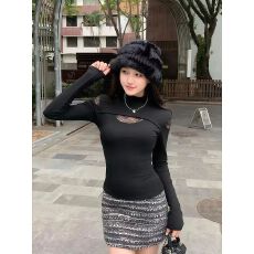 批发圆领打底衫秋冬内搭短款小衫修身<b class='q'>可爱</b>磨毛上衣加绒保暖T恤