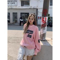 批发2025秋冬新款宽松美式字母印花球衣风圆领<b class='q'>卫衣</b>长袖棒球服长袖潮流