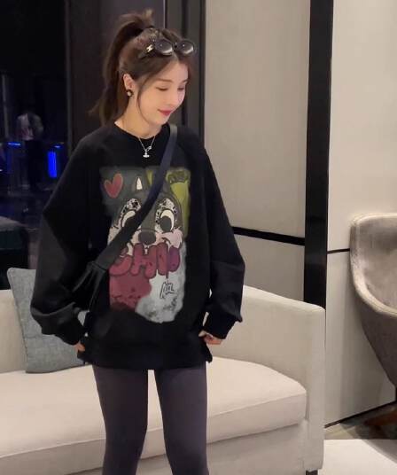 원본 솜씨 유럽 상품 2026 봄 가을 새로운 패션 한국 스타일 후드티 여성 루즈핏 캐주얼 슬림해 보이는 맨위 트렌디
