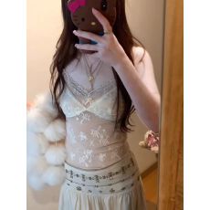 批发【官图 原版蕾丝+内里】秋<b class='q'>冬</b>季辣妹性感纯欲蕾丝V领吊带背心女