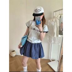 广州面料 40支纯棉220克T恤修身短袖， 印花 假两件 上衣