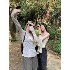 批发原版质量 灰色防晒衫女罩衫<b class='q'>T</b><b class='q'>恤</b>夏季宽松薄款空调衫微透<b class='q'>长袖</b>上衣潮