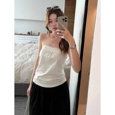 批发H 40支精棉 白色蕾丝花边吊带抹胸背心女<b class='q'>春</b>夏别致美背打底上衣女