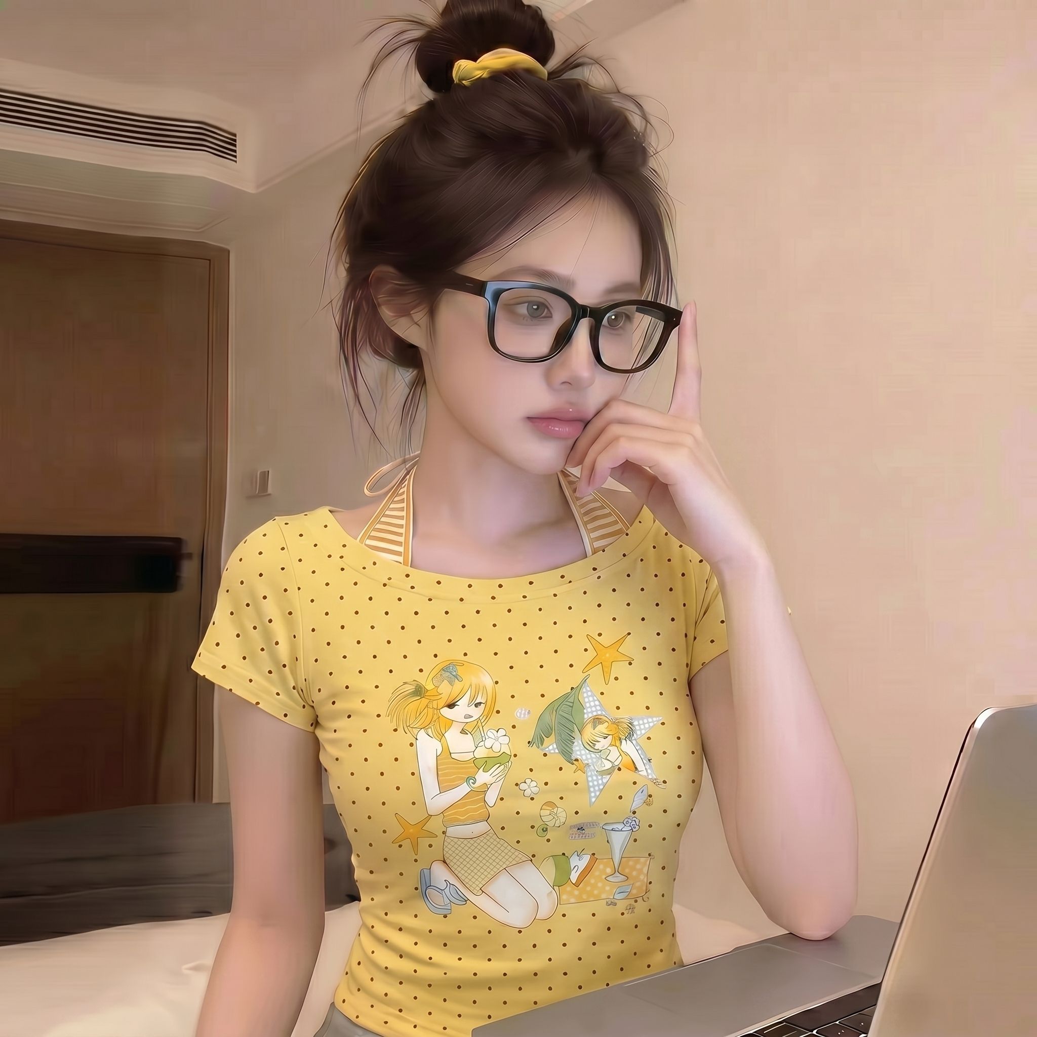 40 면 1 1 오스트리아 세대 서울 220 그램 달콤한 차가운 핫걸 애니메이션 소녀 도트 무늬 반팔 티셔츠 여성