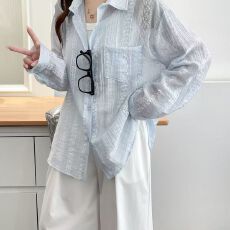 批发超仙薄款长袖夏季新款透气镂空防晒衣<b class='q'>衬衫</b>外套上衣开衫<b class='q'>森女</b>度假风