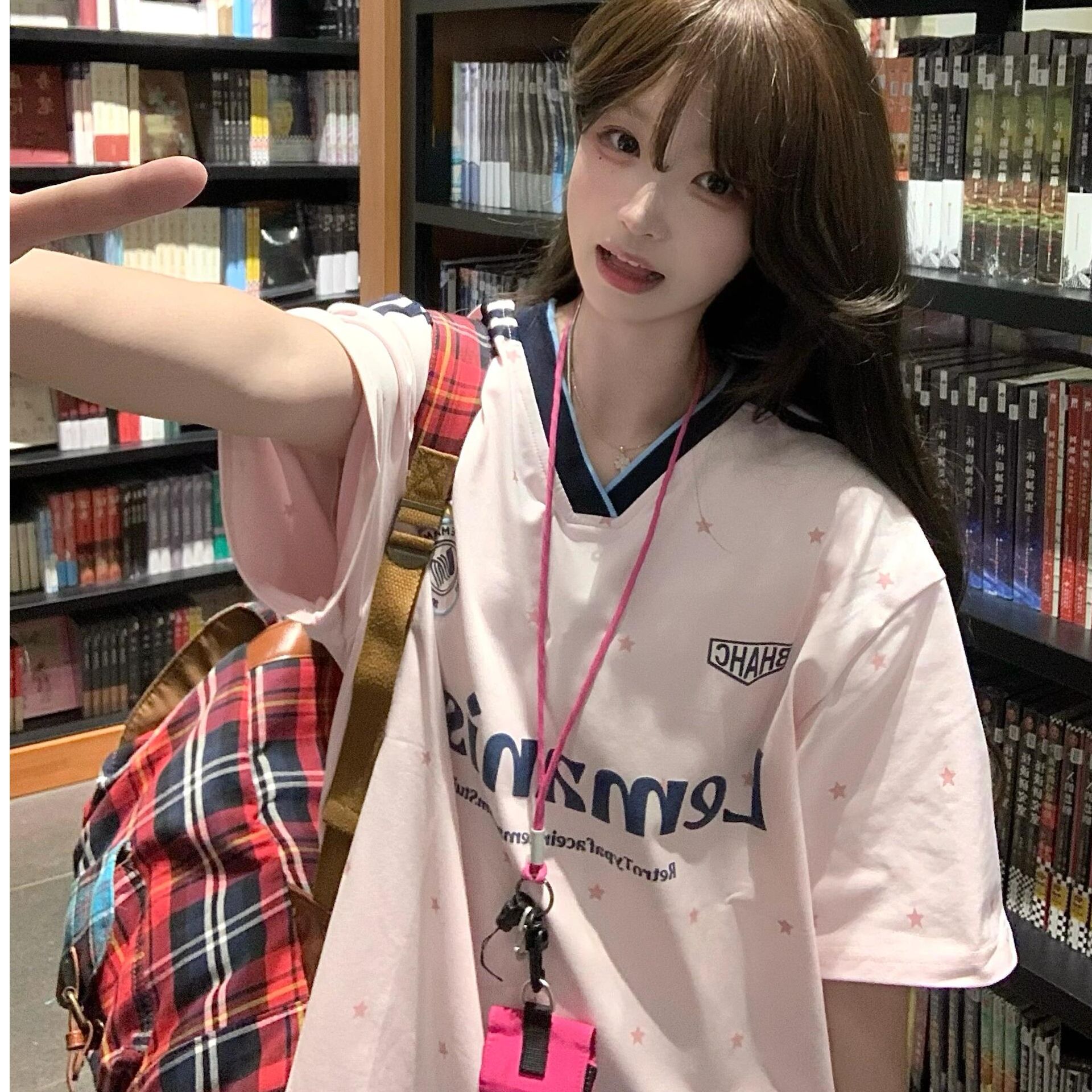 포밍 프린트 원본 솜씨 19 지점 220 그램 순면 반팔 티셔츠 여성