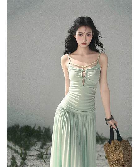 아메리칸 레트로 레이스 비틀림 홀로우 아웃 페이크 레이어드 캐미솔 여름 새로운 패션 슬림해 보이는 몸매 가꾸기 맨위
