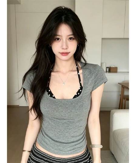 경관 그림 40 순면 리브 와 사고 방식 모달 한 부서 달콤한 자매 몸매 가꾸기 슬림해 보이는 세트 여성