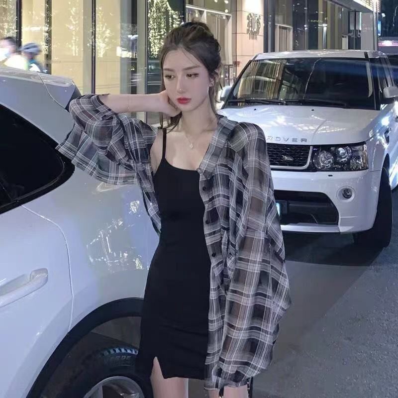 자외선 차단 의류 여성 긴 소매 얇은 스타일 다용도 여름 봄 드레스 2026 년 새로운 루즈핏 격자 무늬 셔츠 카디건 코트 트렌디
