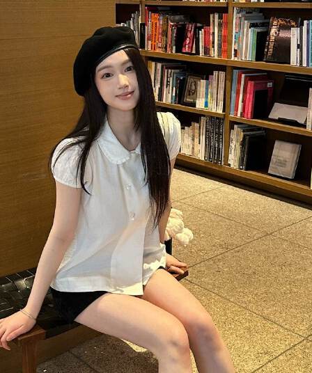 원본 원단 순면 오픈 가디건 단추 이중 버튼 주름 베이비 칼라 화이트 셔츠 반팔 맨위 여성