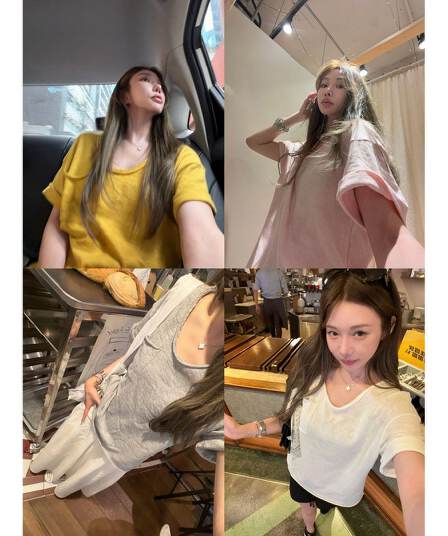 대나무 마디 면 tee 대나무 마디 코튼 롤 측면 주머니 반팔 티셔츠 여성 디자인 센스 루즈핏 슬림해 보이는 한 부서