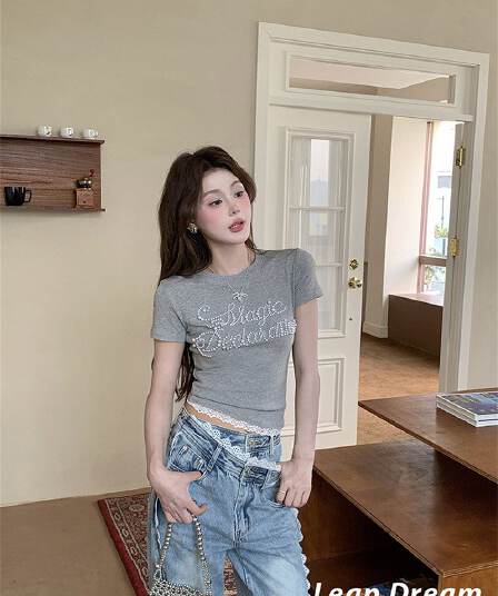원본 진주 40 92 면 8 암모니아 Lun 2026 알파벳 비즈 박기 레이스 반팔 달콤함 연령 감소 품격 맨위
