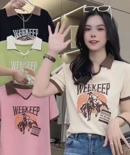 유럽 상품 POLO 셔츠 반팔 여성 여름 디자인 센스 작은 대중 패치워크 배색 슬림해 보이는 티셔츠 맨위