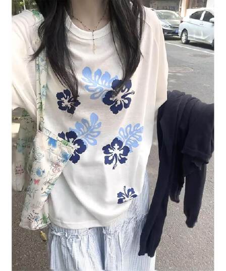 광저우 품질 여름 얇은 스타일 자외선 차단 긴팔 블라우스 새로운 캐주얼 루즈핏 느긋한 라운드 넥 티셔츠