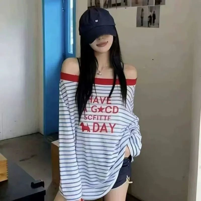 광저우 원단 65 주간 실크 35 폴리 에스터 이후 패키지 프린트 스트라이프 긴팔 티셔츠 여름 얇은 스타일 자외선 차단 여성 정가