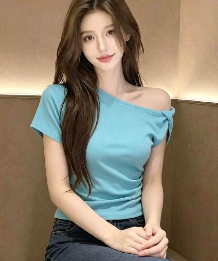 경관 그림 1 1 순면 210 그램 여름 새로운 섹시함 핫걸 몸매 가꾸기 슬림해 보이는 다용도 오프숄더 맨위