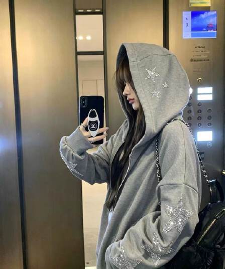 원본 핫픽스 후아 면 복합 우유 실크 티타늄 합금 지퍼 면 Luokou 350 그램 이후 패키지 칼라