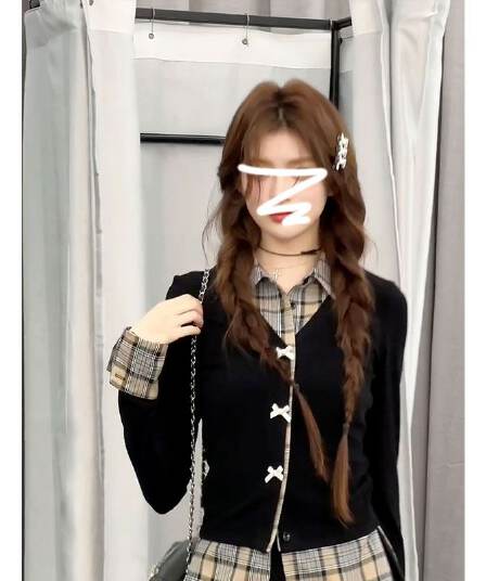 광저우 원단 아메리칸 학원 스타일 착용 가져 가라. 페이크 레이어드 여성 셔츠 가을 겨울 긴팔 몸매 가꾸기 인사이드 잡아라. 의류