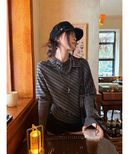 원본 품질 자이언트 잘 생긴 가을 착용 가져 가라. 한 부서 배트윙 소매 빅 사이즈 루즈핏 슬림해 보이는 긴팔 맨위