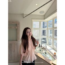 批发真两件套宽松V领衬衫女吊带背心罩衫雪纺<b class='q'>中袖</b>上衣