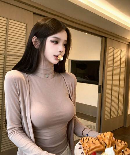 양모 섹시함 순수한 욕망 착용 가져 가라. 세트 반하이넥 조끼 긴팔 티셔츠 오픈 가디건 여성 조기 가을 맨위 투피스 세트