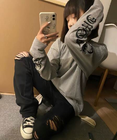 65 35 후아 남편 그리드 250그램 긴팔 티셔츠 여성