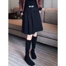 批发2025年秋<b class='q'>冬</b>新款毛呢百褶半身裙女大码高腰显瘦气质百搭a字裙子