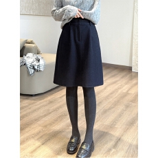 批发简约高腰毛呢半身裙<b class='q'>秋</b>冬A字中裙韩系显瘦藏肉极简风miu系灰色短裙
