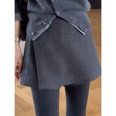 批发时尚韩版设计感小开叉毛呢裙裤女2025<b class='q'>秋</b>冬新款大码显瘦高腰半身裙