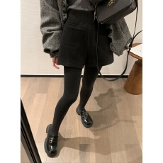 批发灰色毛呢短裤女大码胖mm2025秋冬季新款高腰宽松显瘦A字阔腿靴裤