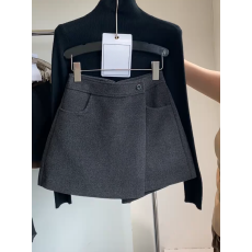 批发胖mm秋<b class='q'>冬</b>加厚毛呢半身裙高腰显瘦不规则斜边呢子a字裙口袋短裤裙